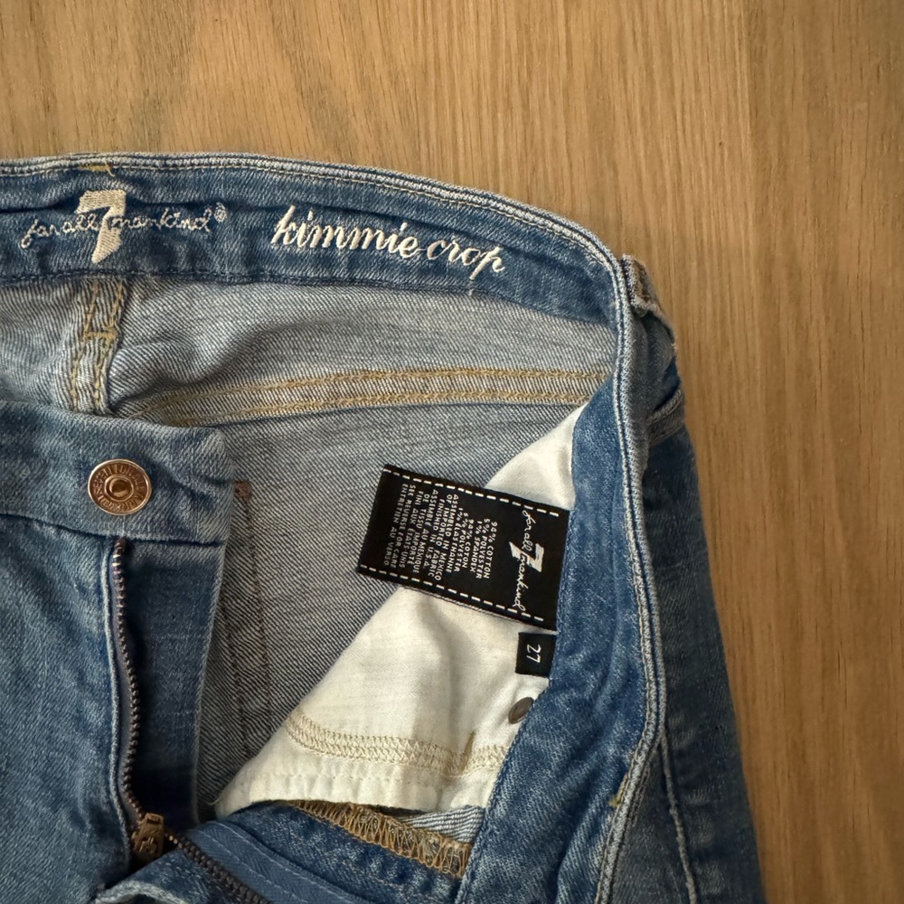 7 For All Mankind Blue Ankle Cropped Jeans